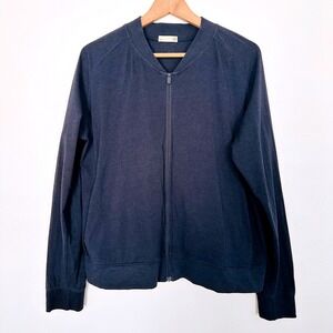 tasc Performance All Day Jacket Womens XL Navy Blue Zip Cotton Bamboo Pockets